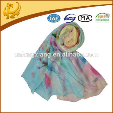 Estilo novo Hijab Digital Impresso 100% xale de seda xaile de seda turco